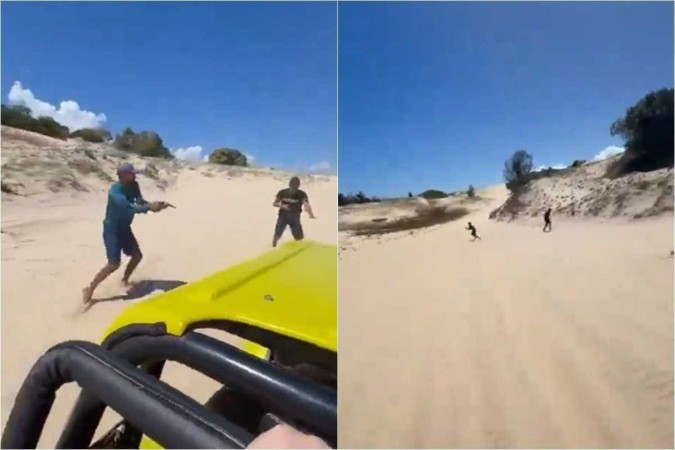 As imagens do momento da tentativa de assalto viralizaram nas redes sociais/foto: Reprodução/Redes Sociais As imagens do momento da tentativa de assalto viralizaram nas redes sociais/foto: Reprodução/Redes Sociais