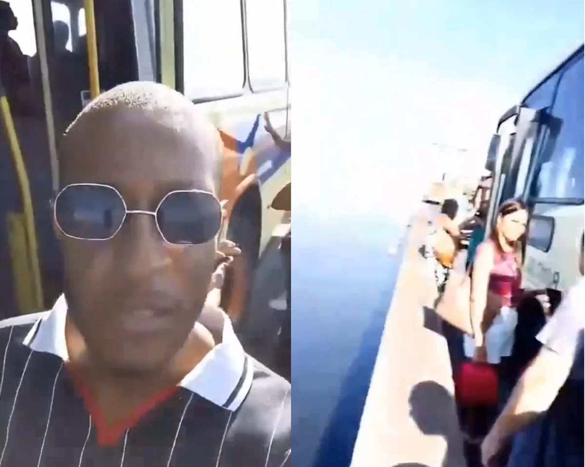 O vídeo ainda mostra a proximidade do veículo com a mureta da ponte/Crédito: Redes Sociais/Reprodução