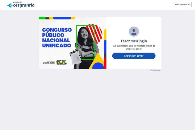 Página do Concurso Nacional Unificado/Crédito: Reprodução/Concurso Nacional Unificado