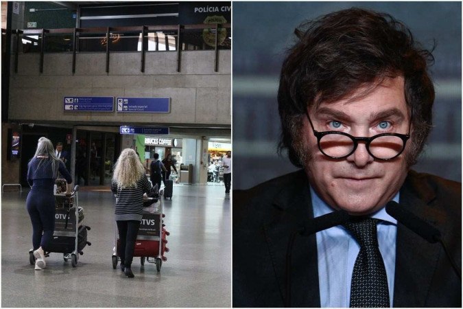 Greve que afetou operação brasileira é convocada por sindicatos trabalhistas argentinos contra medidas anunciadas pelo presidente da Argentina Javier Milei/Fotos: Rovena Rosa/Agência Brasil e Luis ROBAYO / AFP