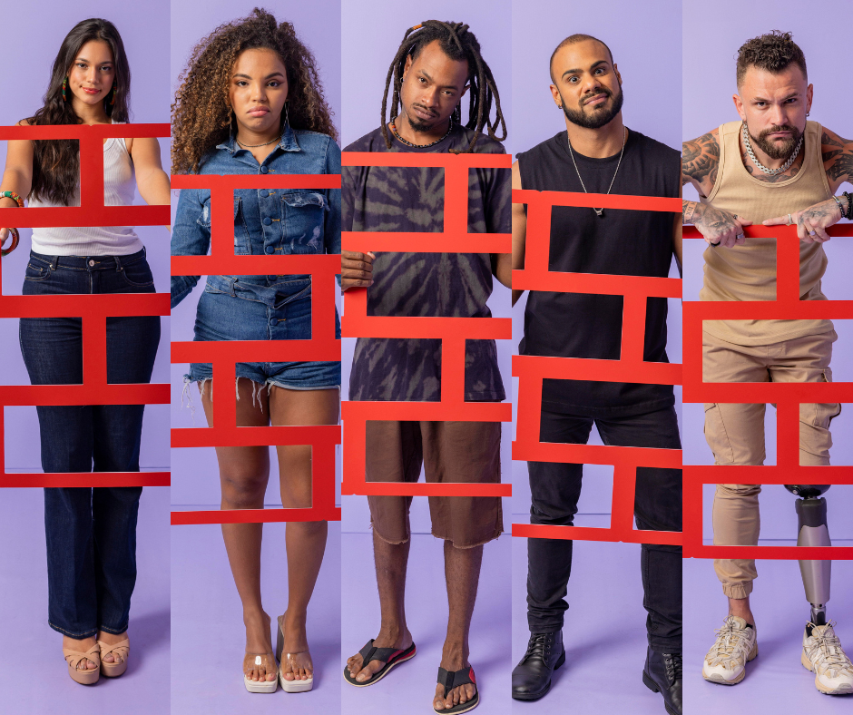 Alane, Giovanna Pitel, Luigi, Marcus Vinicius e Vinicius estão no Paredão/Foto: Globo/Fábio Rocha