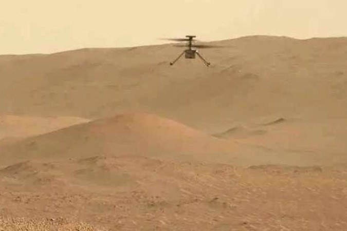 O helicóptero Ingenuity faz último voo em Marte/foto: NASA/JPL-Caltech O helicóptero Ingenuity faz último voo em Marte/foto: NASA/JPL-Caltech