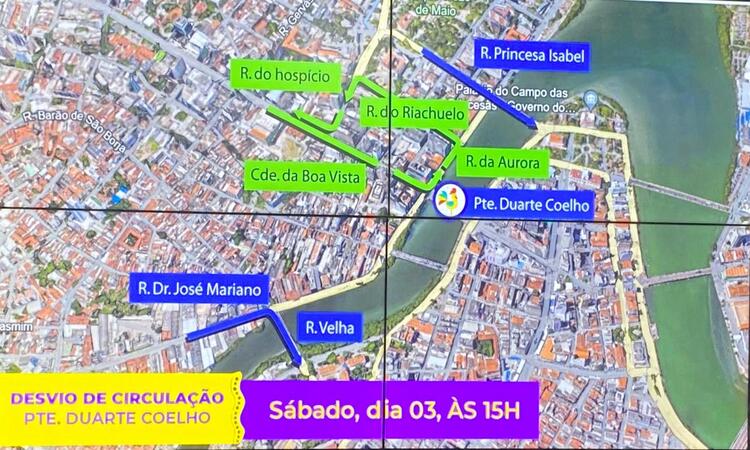 A primeira interdição será na ponte Duarte Coelho, no próximo sábado (03) às 15h para a montagem do Galo Gigante/Foto: Divulgação/PCR A primeira interdição será na ponte Duarte Coelho, no próximo sábado (03) às 15h para a montagem do Galo Gigante/Foto: Divulgação/PCR