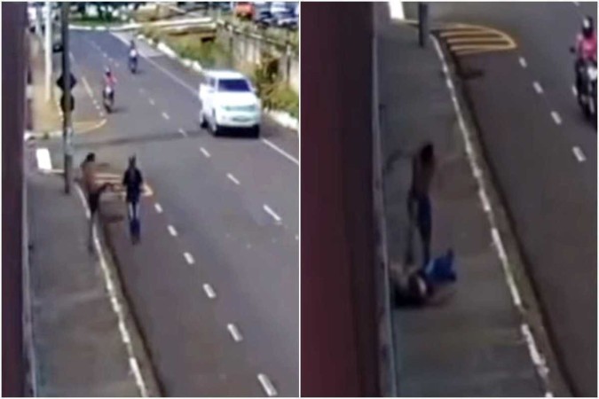 Agressor deu voadora, socos e chutes no idoso, de 69 anos