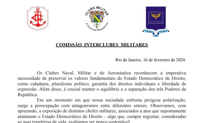 A carta defende os representantes de adotar "posiçoes extremadas"./Reprodução A carta defende os representantes de adotar "posiçoes extremadas"./Reprodução