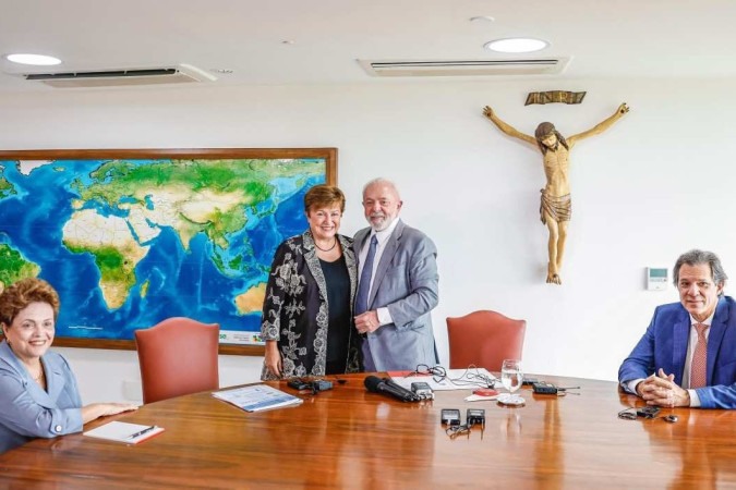 A reunião ocorre no Palácio do Planalto. Georgieva veio ao Brasil na semana passada para participar de encontro de ministros das Finanças e presidentes de Bancos Centrais do G20, que reúne os 20 países mais ricos do mundo/foto: Ricardo Stuckert A reunião ocorre no Palácio do Planalto. Georgieva veio ao Brasil na semana passada para participar de encontro de ministros das Finanças e presidentes de Bancos Centrais do G20, que reúne os 20 países mais ricos do mundo/foto: Ricardo Stuckert