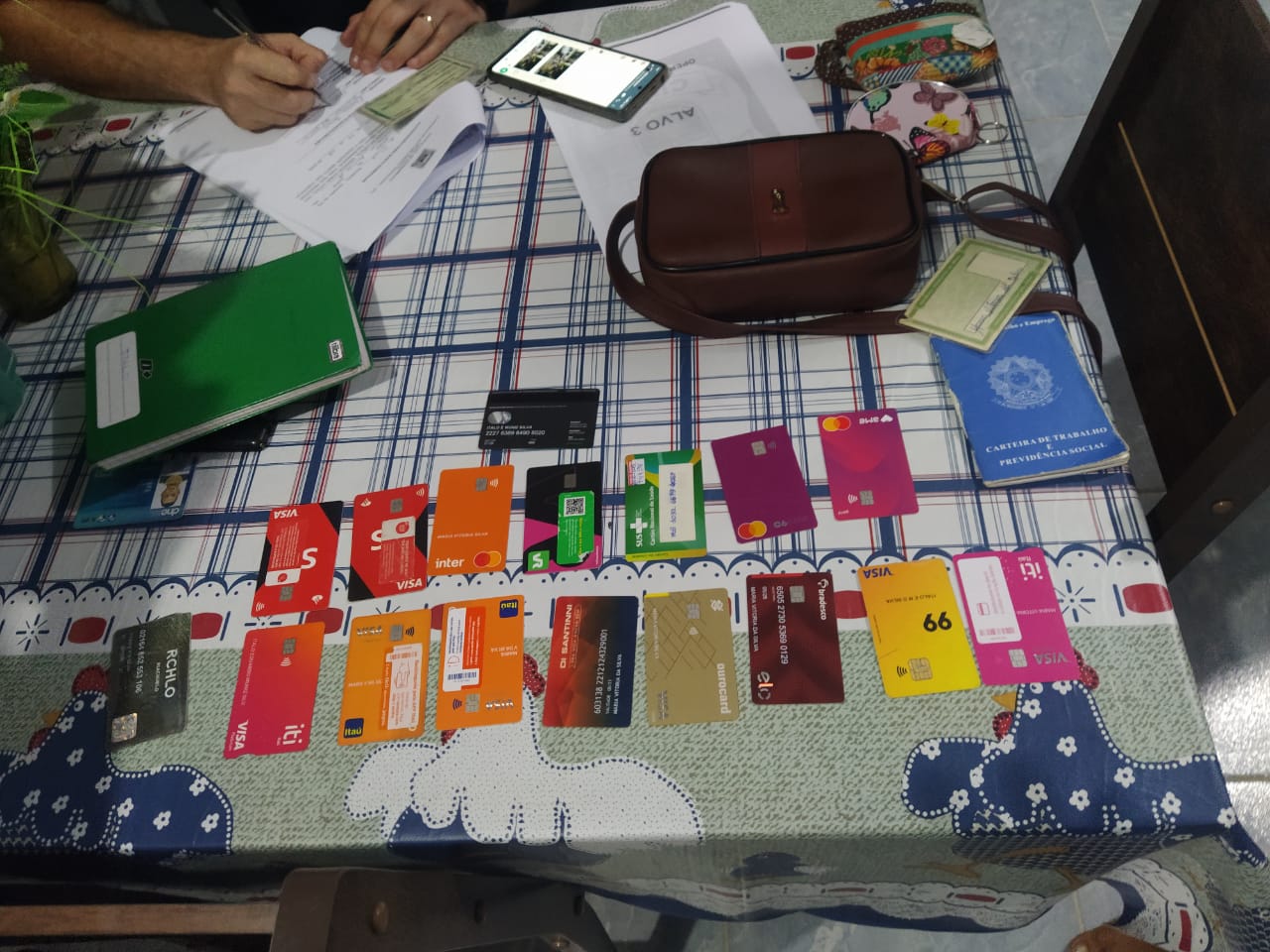 Documentos e cartões de crédito foram apreendidos/Foto: Polícia Civil