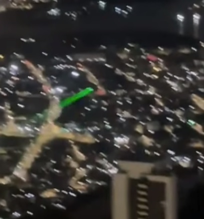 Homem jogou laser verde contra helicóptero da SDS/Foto: Redes Sociais Homem jogou laser verde contra helicóptero da SDS/Foto: Redes Sociais