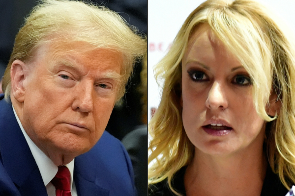 O presidente dos EUA, Donald Trump, na cidade de Nova York em 25 de março de 2024 e a atriz de filmes adultos Stormy Daniels em 12 de outubro de 2018 em Berlim (Crédito: TOBIAS SCHWARZ, MARY ALTAFFER / AFP / POOL) O presidente dos EUA, Donald Trump, na cidade de Nova York em 25 de março de 2024 e a atriz de filmes adultos Stormy Daniels em 12 de outubro de 2018 em Berlim/Crédito: TOBIAS SCHWARZ, MARY ALTAFFER / AFP / POOL