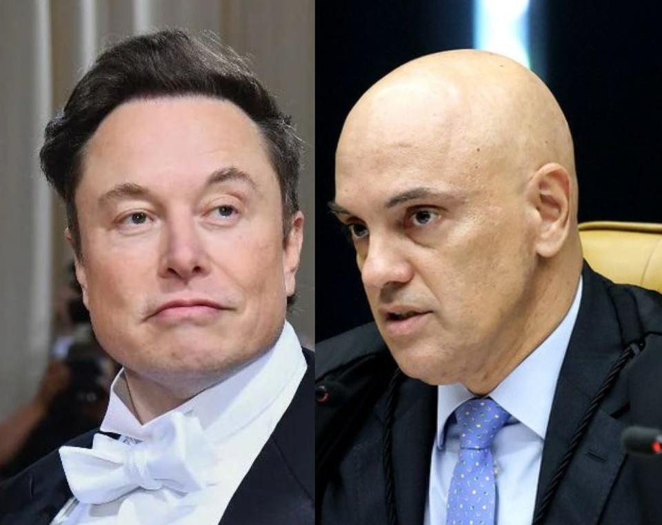 Elon Musk (esquerda) e Alexandre de Moraes (direita)