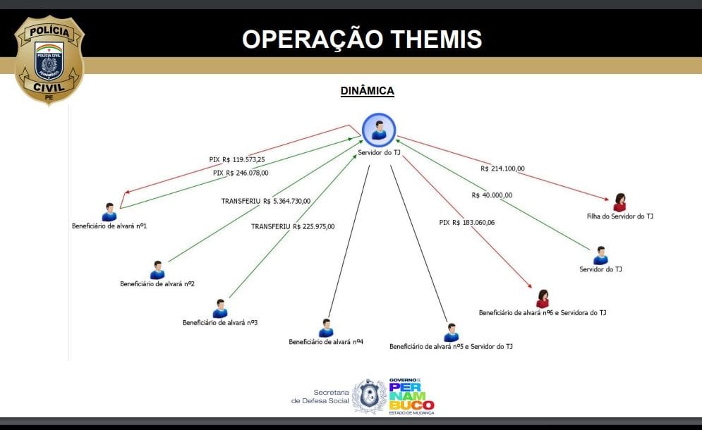 A polícia detalhou como funcionava o esquema fraudulento que desviou milhões de processos cíveis que tramitavam no TJPE