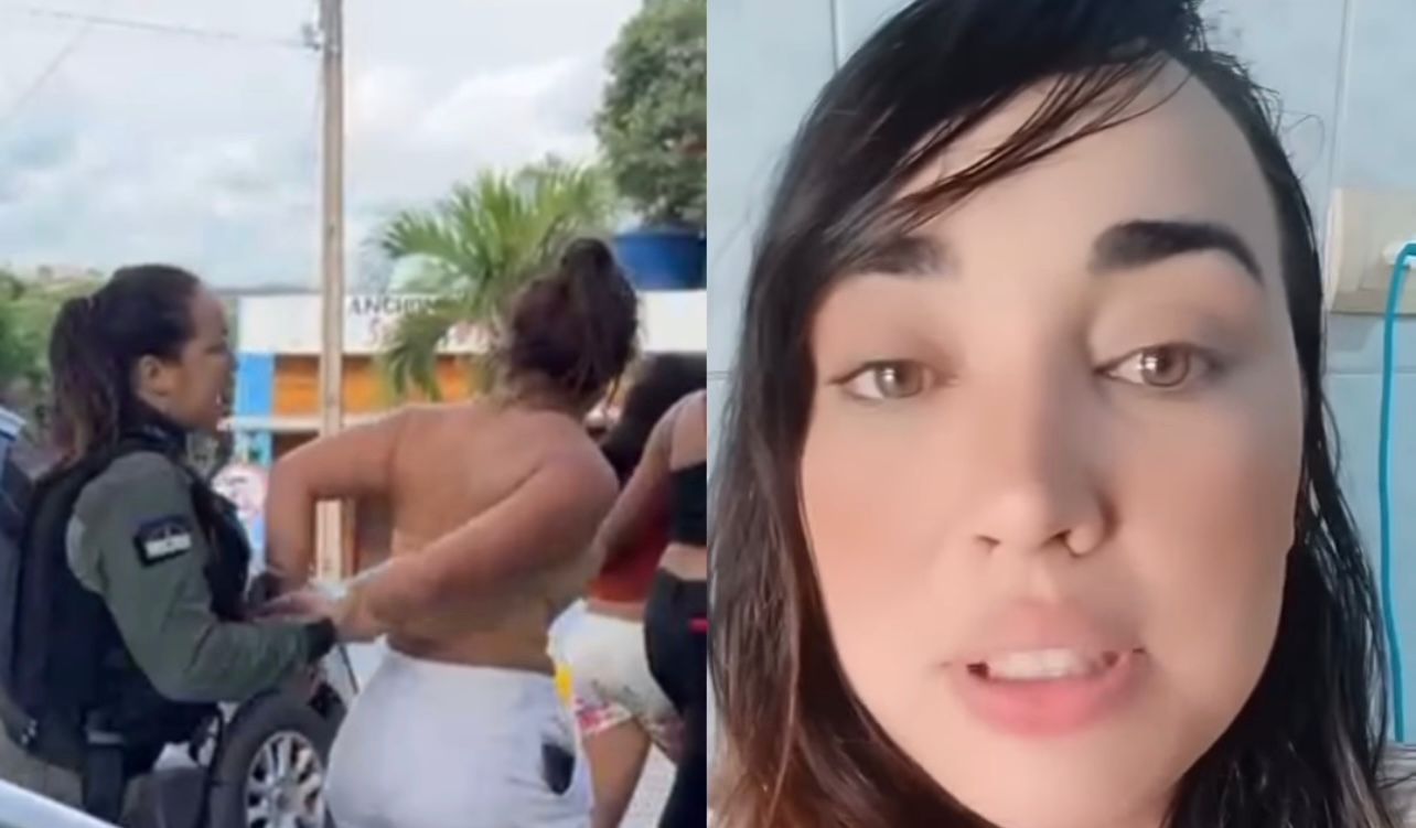 A policial está tendo sua conduta investigada após ser filmada dando um tapa no rosto de uma mulher suspeita de agredir a própria filha em Vitória de Santo Antão, na Zona da Mata, na última sexta-feira (26)./Foto: Reprodução/Instagram A policial está tendo sua conduta investigada após ser filmada dando um tapa no rosto de uma mulher suspeita de agredir a própria filha em Vitória de Santo Antão, na Zona da Mata, na última sexta-feira (26)./Foto: Reprodução/Instagram