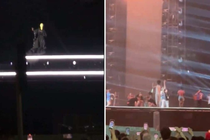 Madonna e Pabllo subiram ao palco para ensaiar para o histórico show/foto: X/Reprodução Madonna e Pabllo subiram ao palco para ensaiar para o histórico show/foto: X/Reprodução