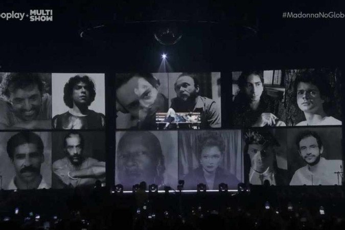 Madonna faz homenagem a Renato Russo e Cazuza em show no Rio/Foto: Reprodução/TV Globo Madonna faz homenagem a Renato Russo e Cazuza em show no Rio/Foto: Reprodução/TV Globo