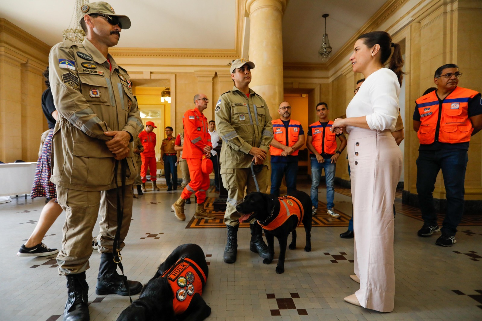Raquel Lyra recebeu no Palácio das Princesas bombeiros que vão para o Rio Grande do Sul/Foto: Governo do Estado Raquel Lyra recebeu no Palácio das Princesas bombeiros que vão para o Rio Grande do Sul/Foto: Governo do Estado