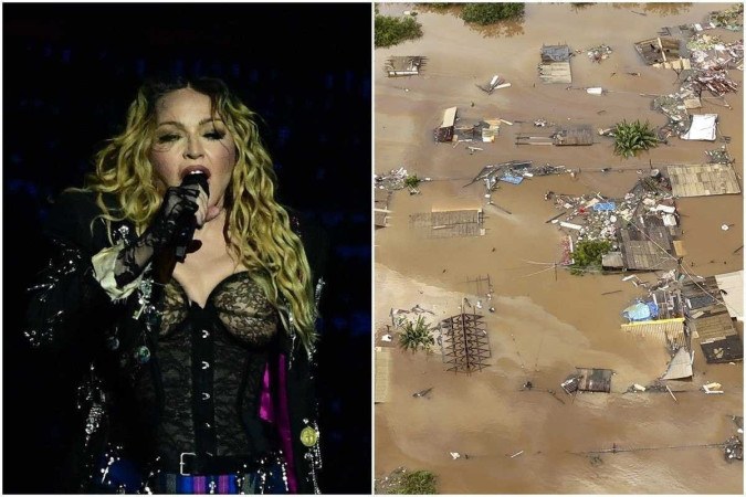 Financiamento do show de Madonna foi alvo de desinformação nas redes sociais/foto: Pablo PORCIUNCULA/AFP e CARLOS FABAL / AFP Financiamento do show de Madonna foi alvo de desinformação nas redes sociais/foto: Pablo PORCIUNCULA/AFP e CARLOS FABAL / AFP