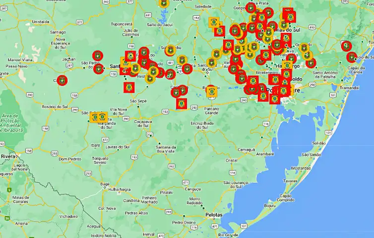 Mapa rodoviário interativo do Rio Grande do Sul/foto: DAER.RS.GOV.BR/Divulgação Mapa rodoviário interativo do Rio Grande do Sul/foto: DAER.RS.GOV.BR/Divulgação