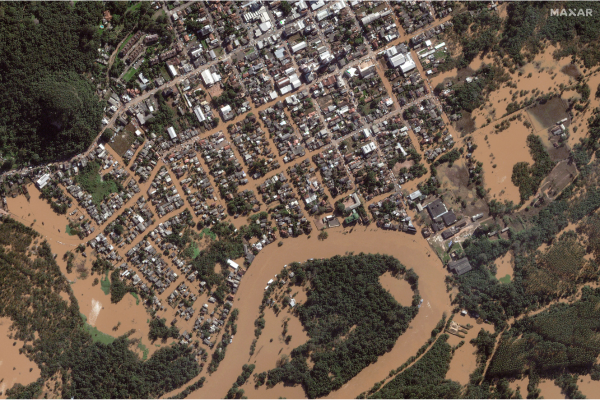 Rio Grande do Sul está passando pela pior catástrofe da sua história/Crédito: HANDOUT / SATELLITE IMAGE ©2024 MAXAR TECHNOLOGIES / AFP Rio Grande do Sul está passando pela pior catástrofe da sua história/Crédito: HANDOUT / SATELLITE IMAGE ©2024 MAXAR TECHNOLOGIES / AFP