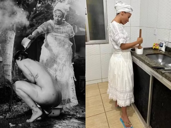 Anitta compartilhou um álbum em que aparece participando de rituais e de atividades na cozinha/Foto: Reprodução/Redes Sociais Anitta compartilhou um álbum em que aparece participando de rituais e de atividades na cozinha/Foto: Reprodução/Redes Sociais