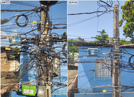 Foram retirados cabos irregulares de 848 postes da rede de distribuição de energia/Divulgação Foram retirados cabos irregulares de 848 postes da rede de distribuição de energia/Divulgação