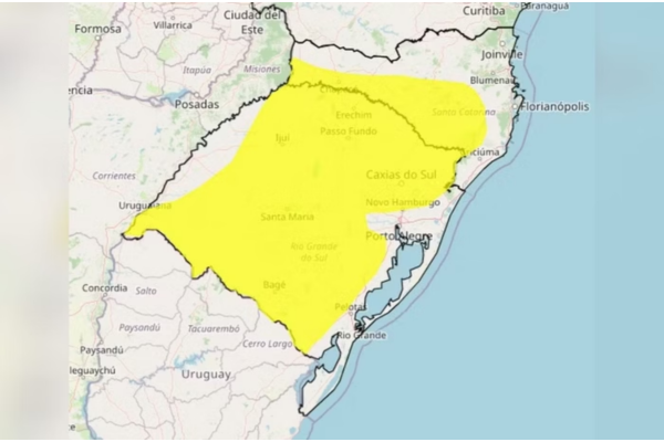 Risco geada no Rio Grande do Sul/Crédito: Inmet Risco geada no Rio Grande do Sul/Crédito: Inmet