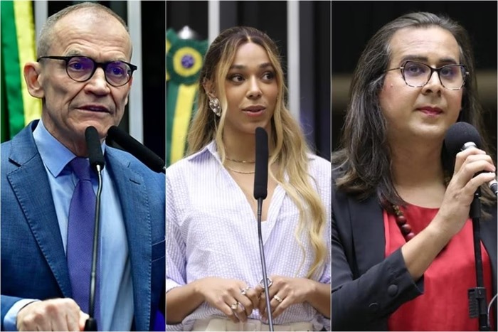 Fabiano Contarato, Erika Hilton e Duda Salabert/fotos: Waldemir Barreto/Agência Senado e Zeca Ribeiro / Câmara dos Deputados Fabiano Contarato, Erika Hilton e Duda Salabert/fotos: Waldemir Barreto/Agência Senado e Zeca Ribeiro / Câmara dos Deputados