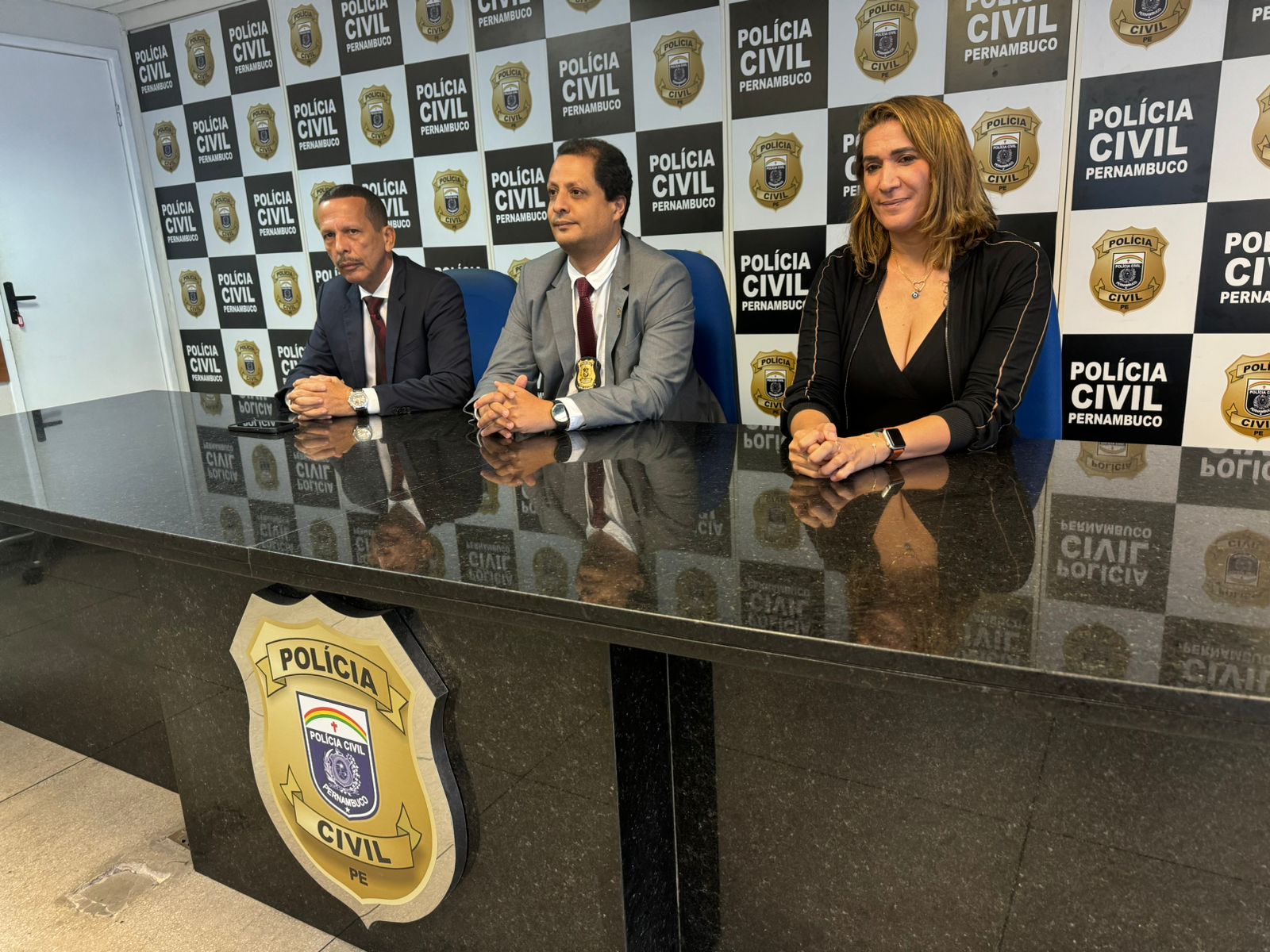 Os investigadores deram detalhes sobre o caso em coletiva à imprensa, nesta quarta (22)/Foto: Divulgação/PCPE Os investigadores deram detalhes sobre o caso em coletiva à imprensa, nesta quarta (22)/Foto: Divulgação/PCPE