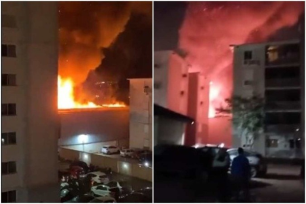 As chamas foram controladas pelo Corpo de Bombeiros na noite de domingo (26/5), por volta das 22h/Crédito: Reprodução/Redes sociais As chamas foram controladas pelo Corpo de Bombeiros na noite de domingo (26/5), por volta das 22h/Crédito: Reprodução/Redes sociais