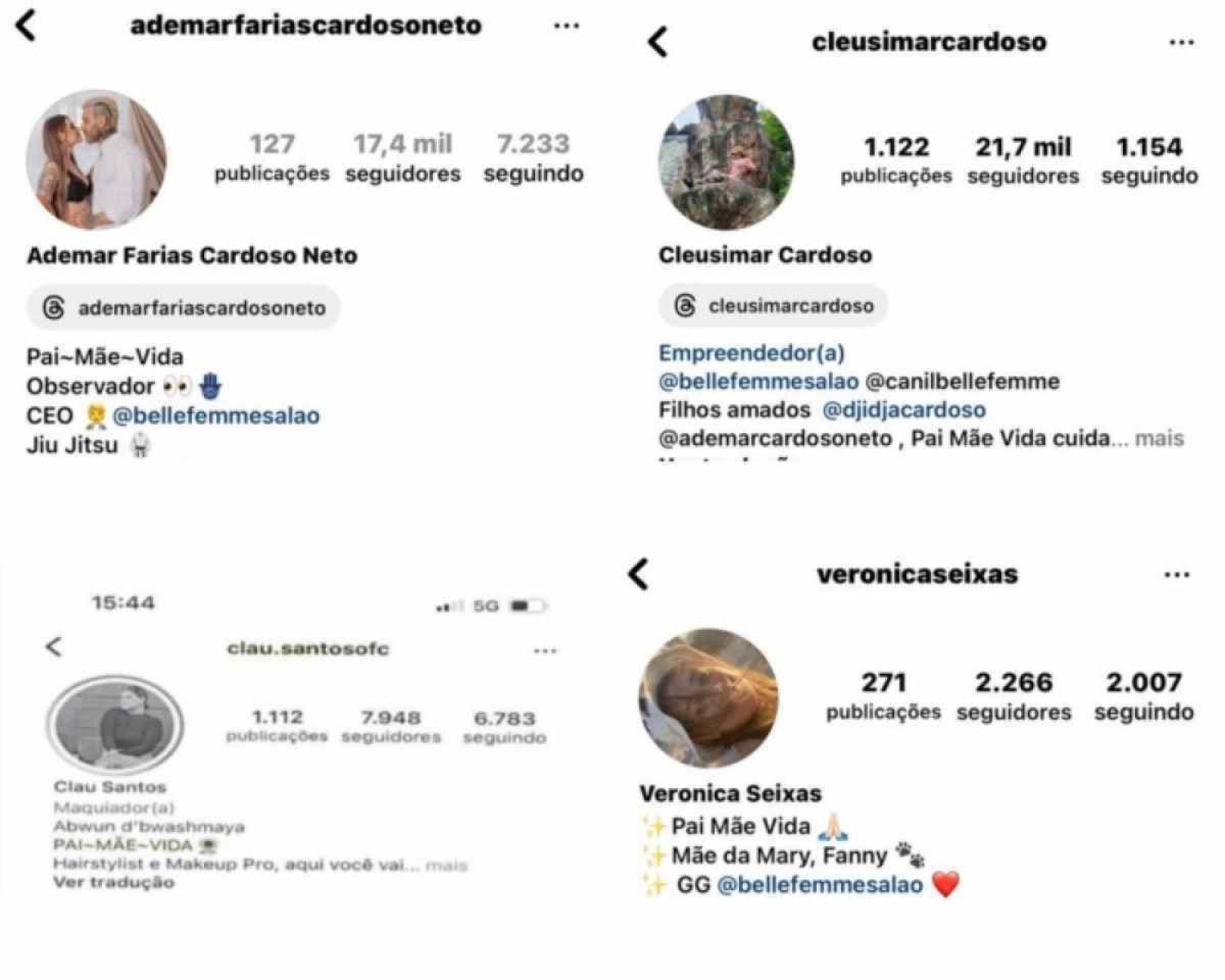Os integrantes da seita mantinham na biografia do Instagram
