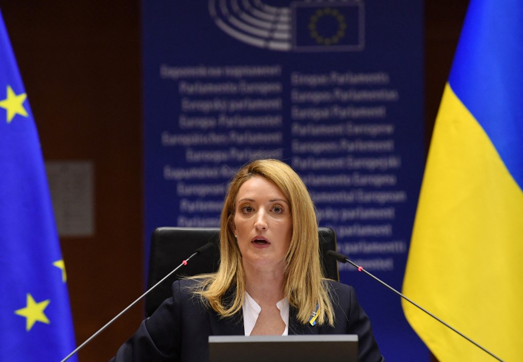 Presidente do Parlamento Europeu (PE), Roberta Metsola/foto: John Thys / AFP