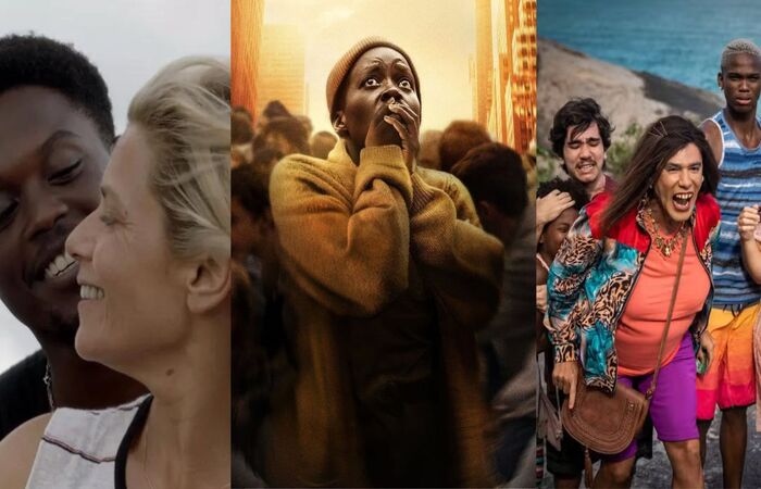 /Da esquerda para a direita, 'Salamandra', 'Um lugar silencioso: Dia um' e 'Tô de graça: O filme' /Da esquerda para a direita, 'Salamandra', 'Um lugar silencioso: Dia um' e 'Tô de graça: O filme'