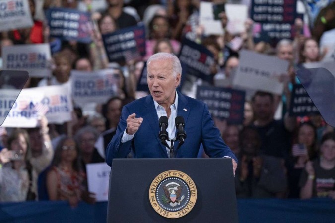 /Joe Biden discursa na Carolina do Norte: "Sei como fazer esse trabalho" - (crédito: Alisson Joyce/Getty Images/AFP) /Joe Biden discursa na Carolina do Norte: "Sei como fazer esse trabalho" - (crédito: Alisson Joyce/Getty Images/AFP)