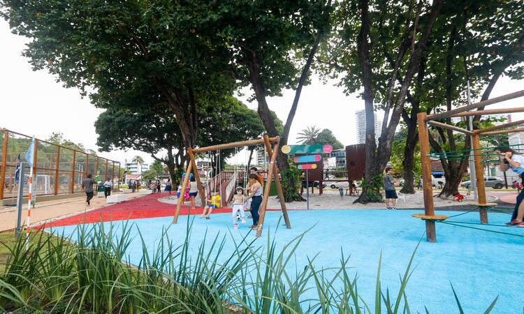 O novo parque Jardim do Poço conta com três quadras esportivas, dois "parcães" para pets de pequeno e grande porte, além de um espaço de eventos que pode ser reservado pela população/Foto: Marina Torres/DP Foto O novo parque Jardim do Poço conta com três quadras esportivas, dois "parcães" para pets de pequeno e grande porte, além de um espaço de eventos que pode ser reservado pela população/Foto: Marina Torres/DP Foto