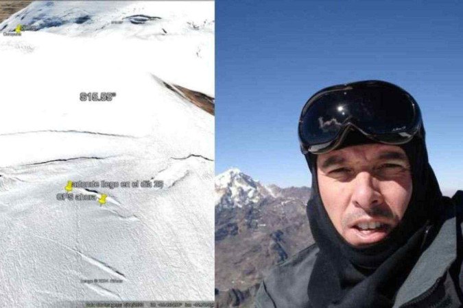 Marcelo teria caído numa greta profunda próxima ao cume do Nevado Coropuna/Foto: Reprodução/Redes Sociais Marcelo teria caído numa greta profunda próxima ao cume do Nevado Coropuna/Foto: Reprodução/Redes Sociais