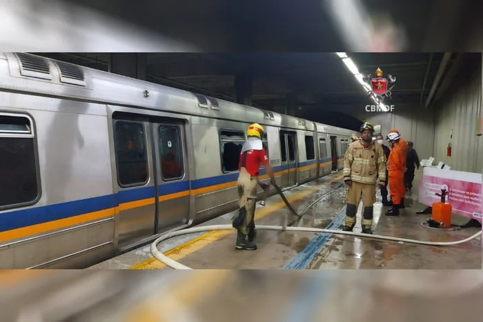 De acordo com o Metrô-DF, ninguém se feriu/Foto: CBMDF/Divulgação