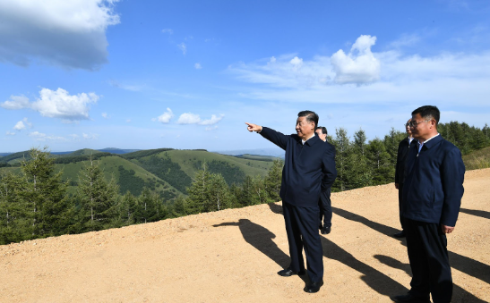 Xi Jinping visita a fazenda florestal de Saihanba, na Província de Hebei, norte da China, em 23 de agosto de 2021