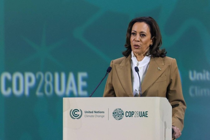 /Kamala Harris criticou duramente Bolsonaro, chamando-o de "presidente tipo Trump" - (crédito: KARIM SAHIB/AFP) /Kamala Harris criticou duramente Bolsonaro, chamando-o de "presidente tipo Trump" - (crédito: KARIM SAHIB/AFP)