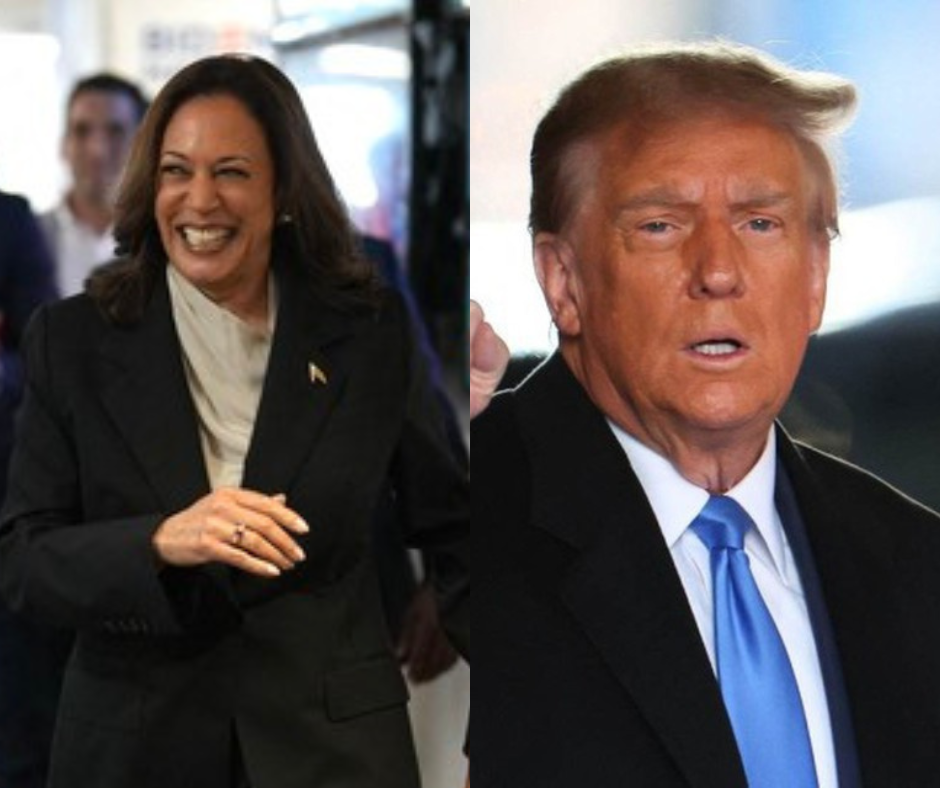 Kamala Harris e Donald Trump aparecem tecnicamente empatados em sondagem/Fotos: ERIN SCHAFF / POOL / AFP e Charly Triballeau/AFP