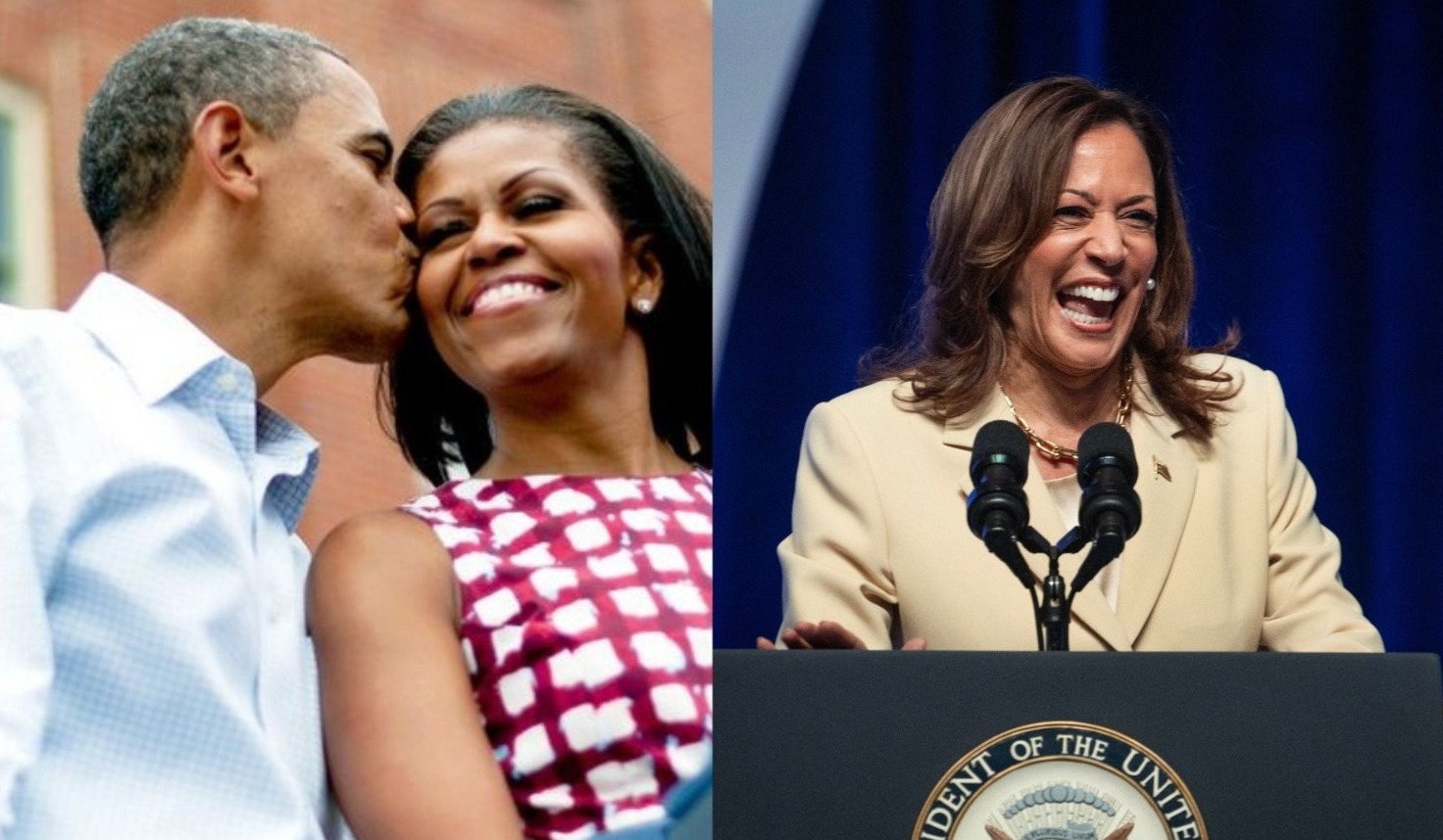 A vice-presidente, de 59 anos, tem garantida a nomeação até a convenção do Partido Democrata, prevista para começar em 19 de agosto em Chicago (norte)/fotos: Jim Watson / AFP/Getty Images / AFP/Getty Images e SCOTT OLSON / GETTY IMAGES NORTH AMERICA / Getty Images via AFP A vice-presidente, de 59 anos, tem garantida a nomeação até a convenção do Partido Democrata, prevista para começar em 19 de agosto em Chicago (norte)/fotos: Jim Watson / AFP/Getty Images / AFP/Getty Images e SCOTT OLSON / GETTY IMAGES NORTH AMERICA / Getty Images via AFP