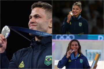 Os três primeiros medalhistas olímpicos do Brasil em Paris - (crédito: AFP/ DA./ Cb.Press)/ Os três primeiros medalhistas olímpicos do Brasil em Paris - (crédito: AFP/ DA./ Cb.Press)/
