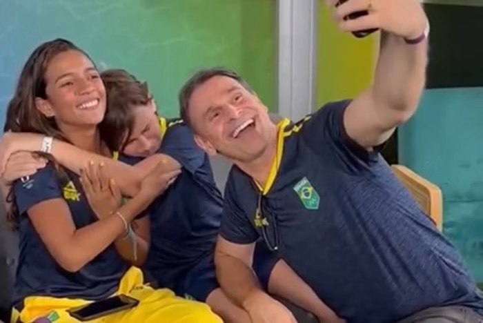 Arthur se emocionou ao conhecer a medalhista olímpica/Foto: Reprodução/Redes Sociais