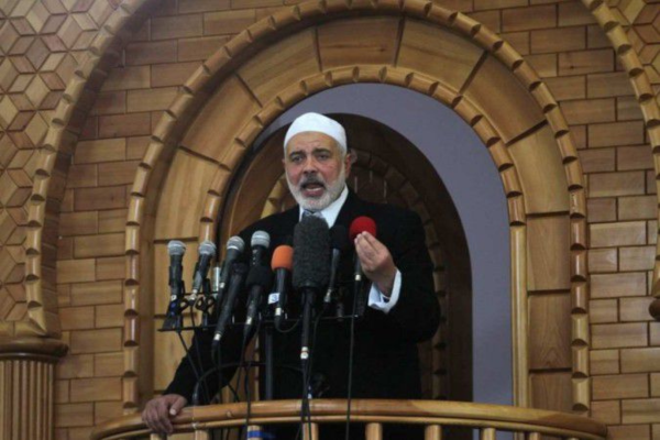 O líder sênior do Hamas, Ismail Haniyeh, durante discurso na cidade de Rafah, no sul da Faixa de Gaza, em 1º de maio de 2015/Crédito: SAID KHATIB / AFP O líder sênior do Hamas, Ismail Haniyeh, durante discurso na cidade de Rafah, no sul da Faixa de Gaza, em 1º de maio de 2015/Crédito: SAID KHATIB / AFP