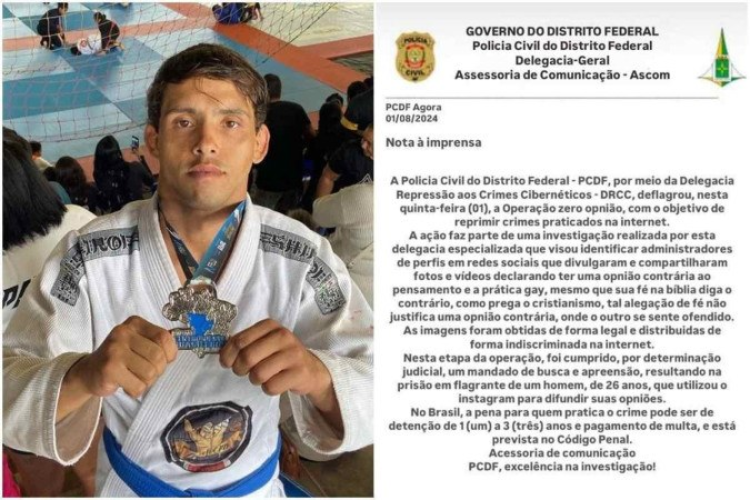 O lutador João Rocha foi preso por produzir e veicular nota falsa de operação policial que não foi realizada pela PCDF/Crédito: Divulgação/Polícia Civil do DF O lutador João Rocha foi preso por produzir e veicular nota falsa de operação policial que não foi realizada pela PCDF/Crédito: Divulgação/Polícia Civil do DF