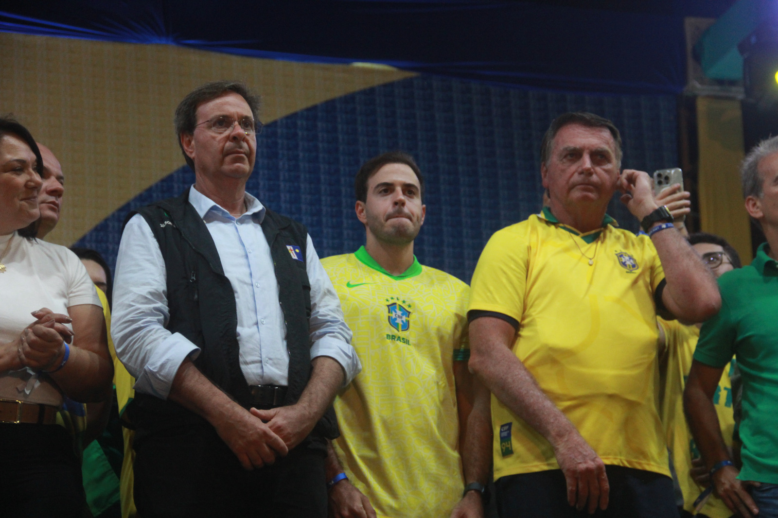 Gilson Machado (PL) e o ex-presidente Jair Bolsonaro (PL) dividiram palanque em ato no Clube Português