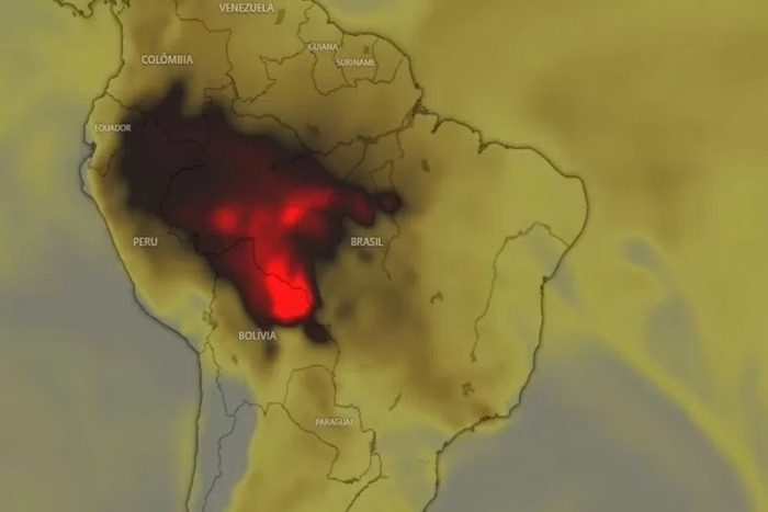 Mancha foi captada pelo satélite Copernicus/foto: Imagem do site Windy