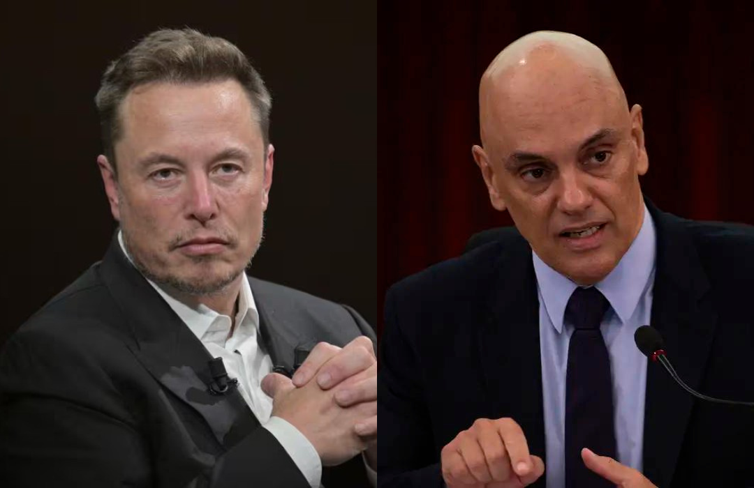 Elon Musk e Alexandre de Moraes/Fotos: ALAIN JOCARD/AFP e Marcelo Camargo/Agência Brasil Elon Musk e Alexandre de Moraes/Fotos: ALAIN JOCARD/AFP e Marcelo Camargo/Agência Brasil