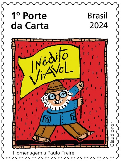 Selo homenageia Paulo Freire/Imagem: Correios Selo homenageia Paulo Freire/Imagem: Correios