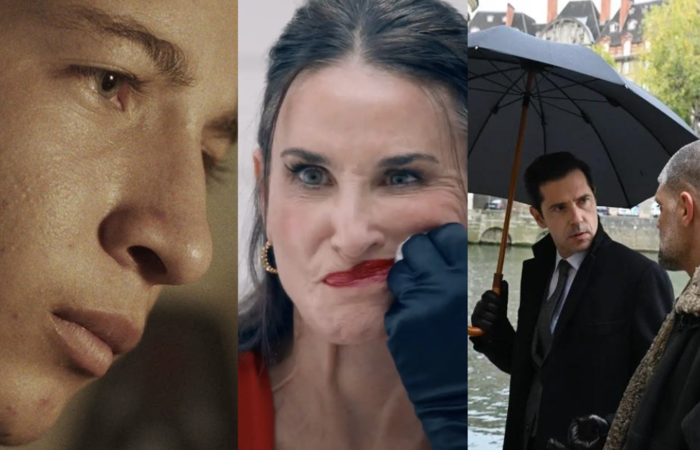 /'Saudade fez morada aqui dentro', 'A substância' e 'Golpe de sorte em Paris', da esquerda para a direita. Divulgação