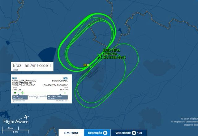 De acordo com a Força Aérea Brasileira (FAB), o avião presidencial VC-1 apresentou um problema técnico após a decolagem, na tarde desta terça-feira (1º)/Foto: Reprodução/FlightAware