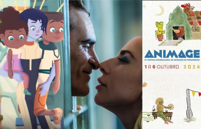 /'Placa mãe', 'Coringa: Delírio a dois' e cartaz do festival ANIMAGE, da esquerda para a direita. /'Placa mãe', 'Coringa: Delírio a dois' e cartaz do festival ANIMAGE, da esquerda para a direita.